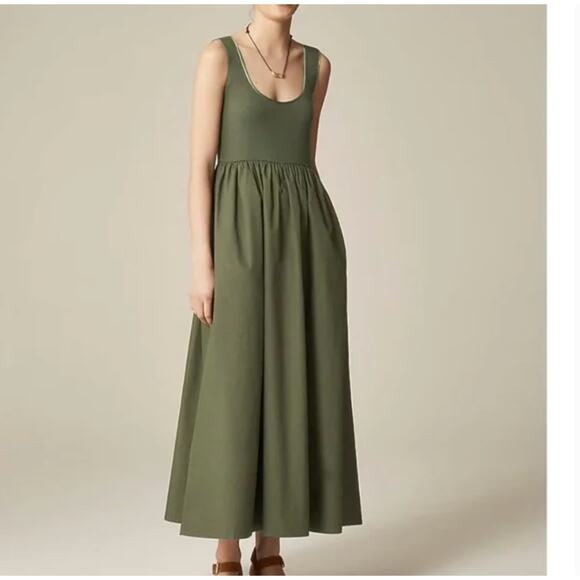 J. Crew Dresses & Skirts - J Crew Scoopneck Mixy Dress XXS 2XS 2XSP P2XS Olive Green NWT Midi J.Crew CN619